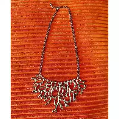 Coral Statement Necklace Silver Metal Coral Branch Bib Mermaid Necklace Silver • $42