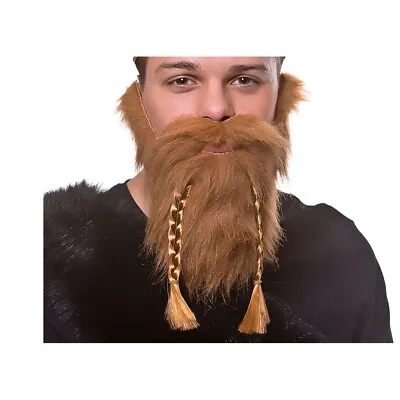 Adult Viking Beard With Plaits Medieval Nordic Warrior Ginger Hair Mens Historic • £8.95