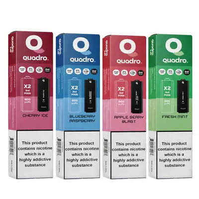 Quadro 2.4k I Pods I Disposable I MULTIBUY I 2400 Puffs I 20mg I Like IVG 2400 • £3.99