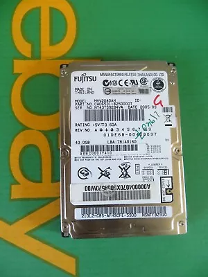 £28.39 • Buy Fujitsu 40GB IDE PATA 2.5  Laptop Hard Disk Drive HDD MHV2040AH (I103-G)