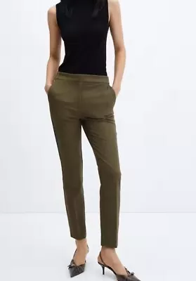 Mango Mid-rise Skinny Fit Green Trousers With Pockets UK Size 12 Office Work  • £24.99
