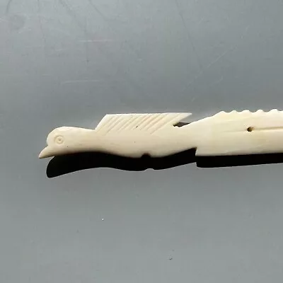 Vintage Letter Opener - Real Bone Desk Knife - African Art - Bird - Circa 1980s • $50