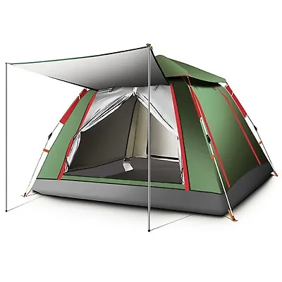 3 Man Pop Up Tent Lightweight Family Dome Four Person W/ Porch Awning • £56.69