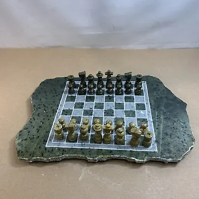 Raw Marble Chess Set Includes 11.5x8.5 Inch Marble Board • $49.95