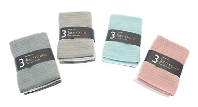 Pack Of 3 Face Cloth Soft Microfibre Flannel Wash Cloths Baby Travel Sports Gym • £3.56