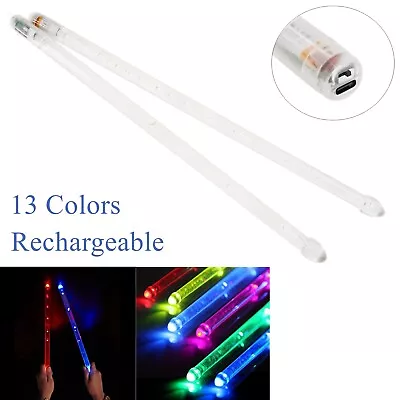 LED Light Up Emitting Drumsticks 13 Color Gradient Glow Rechargeable With Switch • $24.71