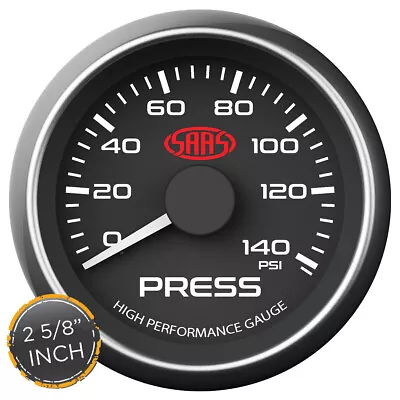 SAAS SG-OP258B Performance Oil Pressure 67mm Analog Gauge Black Face 4 Colour • $89.99