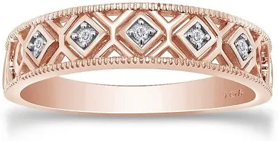 0.07 CT Natural Diamond Accent Men's Fashion Band Ring In 10k Solid Rose Gold • $827.75