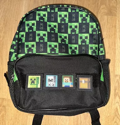 Minecraft Creeper Mini Kid's Green Block Polyester Backpack  4 Removable Patches • $4.99