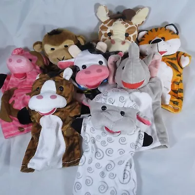 Lot Of 8 Melissa And Doug Hand Puppets Monkey Giraffe Elephant Pig & More • $9.50
