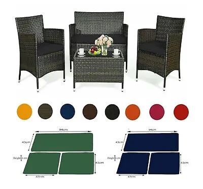 Rattan 3pc Replacement Cushions Set To Fit Garden Furniture Chairs Sofa Patio-UK • £30.97