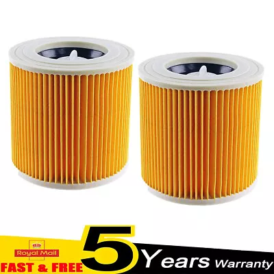 2Pcs Wet & Dry Hoover Cartridge Filters For Karcher Cylinder Vacuum Cleaners • £8.88