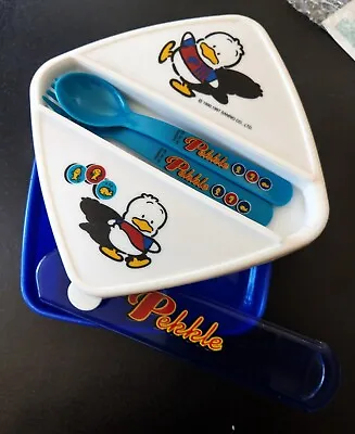 Sanrio Hello Kitty Pekkle Duck Bento Lunch Box Container + Utensils Rare Vintage • $39.99