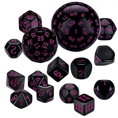 15Pieces Complete Polyhedral DND Dice Set D3-D100 Spherical  Dice Set5042 • $24.17