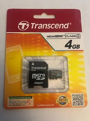 Transcend 4GB Micro SD Card W/adapter For SD • $8.99