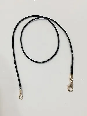 Black Faux Leather Cord Necklace 18” Long Golden Lobster Clasp Men Or Women • $1.25