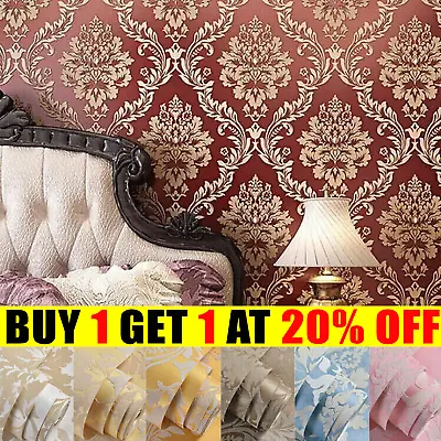 10M Luxury European Damask 9 Colors Embossed Textured Non-woven Wallpaper Roll • £25.99