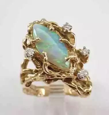 14K Yellow Gold Plated 3Ct Marquise Cut Lab Created Fire Opal Vintage Ring • $79.99