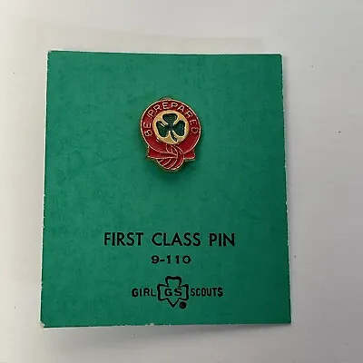 Vintage Girl Scout First Class Be Prepared Pin On Original Card • $15