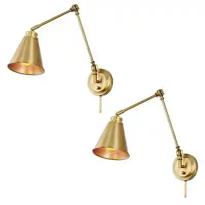 18  Vintage Industrial Swing Arm Wall Lamp-Plug In/Wall Mount+Cord Covers 2pack • $34.20