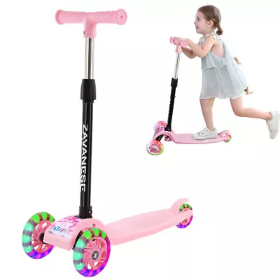 Stylish Kids Child Kick Push Scooter 3 Wheels LED Flashing Tilt Lean Scooter  • £18.48