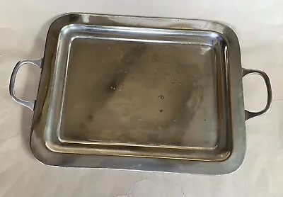 POTTERY BARN Metal SERVING TRAY Antique Finish 14 X11  Rectangle HANDLES Vintage • $14.99