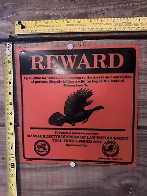 Massachusetts National Wild Turkey Federation Sign NWTF Reward • $7.99