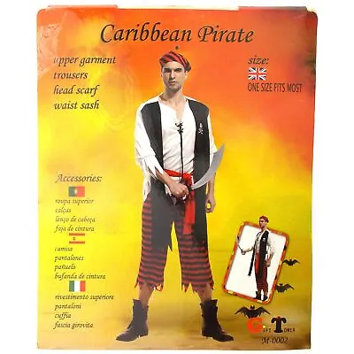 Caribbean Pirate Halloween Costume Shirt Pants Scarf Sash Cosplay Adult Men • $22.99