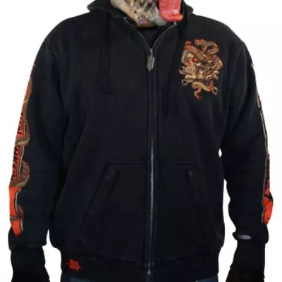 Lethal Threat Venom And Velocity Mens Motorcycle Black Zip-Up Hoodies • $99.99