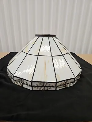  Tiffany Style Vtg Beige Cream Stain Slag Lamp Shade 13  X 6-1/2  Pre-owned  • $45