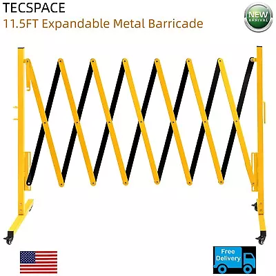 Ginkman 11.5 Ft Long Expandable Metal Barricade With Casters (Yellow And Black) • $125.99