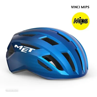 MET VINCI MIPS Road Cycling Helmet : BLUE METALLIC GLOSSY • $129