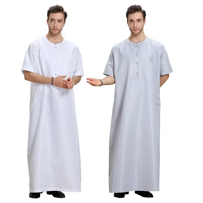 Muslim Abaya Thobe Dishdasha Men Thawb Jubba Thoub Daffah Kaftan Robe Arab Dress • $25.60