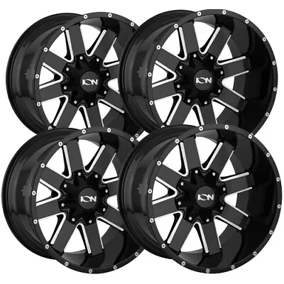 (Set Of 4) Ion 141 17x9 5x4.5 /5x5  -12mm Black/Milled Wheels Rims 17  Inch • $647.96