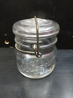 Vintage Atlas Whole Fruit Pint Mason Jar & Lid W/ Wire Bail Clear Glass Used • $21.15