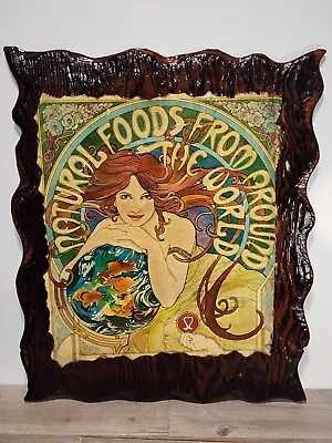 Vintage 60s/70s Poster Girl With Globe Natural Foods From Around The World • $149.99