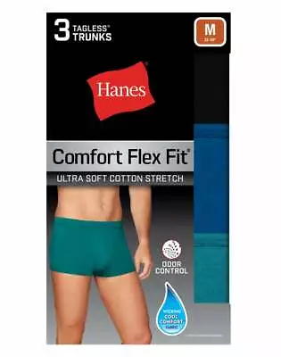 Hanes New Men's Cotton Stretch Trunks Comfort Flex Fit Underwear 3-Pack • $12.90