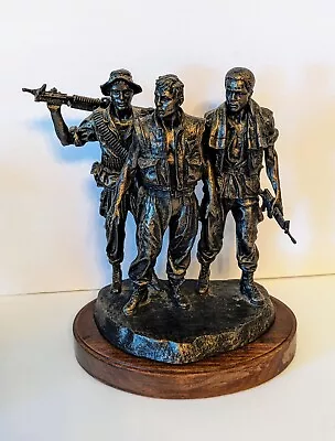 1988 Vietnam Veterans Memorial Sculpture  Three Servicemen  Franklin Mint • $395