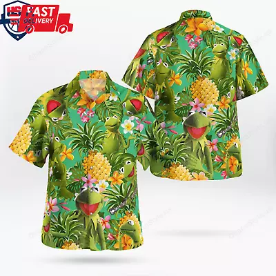 HOT The Muppet Kermit The Frog Pineapple Tropical Short Sleeve 3D HAWAII SHIRT • $25.96