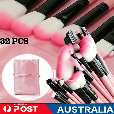 32Pcs Makeup Brush Set Eyeshadow Powder Makeup Cosmetic Tool Kit Leather Case AU • $24.49