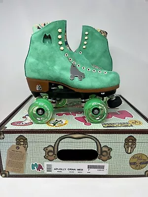 NEW Moxi Lolly Apple Green Suede Roller Skates - Fits Women's 8 - 8.5 | Men's 7 • $399.99