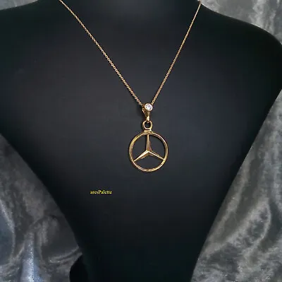 18 K Solid Gold Mercedes Benz Necklace Car Jewelry • $456.50