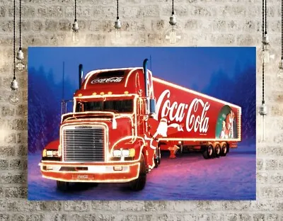 Coca Cola Santa Truck Lorry Christamas Canvas Framed Wall Art Or Poster Print • £11.99