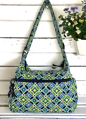 Vera Bradley Daisy Daisy  Shoulder Purse Bag Pocket Green Blue Retired • $16.11