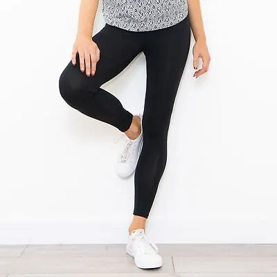 Black Leggings Full Length Womens Control Support Waistband High Rise • $12.37