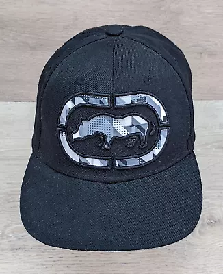 Ecko Unltd Hat Cap Snapback Black Gray Logo Rhino One Size Adjustable • $9.95