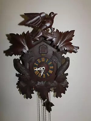 Vtg Henry Coehler Germany Black Forest8 Day Birds & Leaves Cuckoo Clock  Works • $165