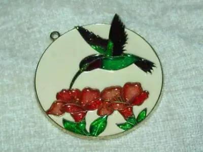 Vintage HUMMINGBIRD Stained Glass Suncatcher Christmas Ornament Makit Bakit RARE • $11.99