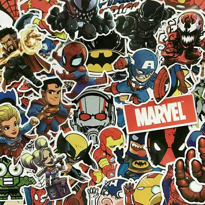 100Pcs Vinyl Marvel Super Hero Stickers Pack Skateboard Luggage Laptop Decal Lot • $9.99