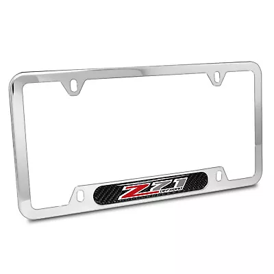 Chevrolet Z71 Carbon Fiber Nameplate Chrome Stainless Steel License Plate Frame • $45.99